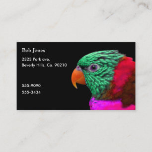 Tarjeta De Visita Rosa rojo del verde exótico del loro