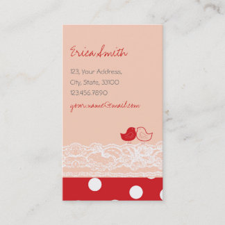 Tarjeta De Visita Rosa Rojo Dos Aves Cutas Carátulas Ropa Ropa Ropa 
