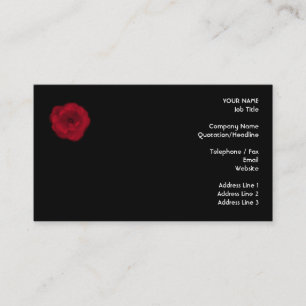 Tarjeta De Visita Rosa rojo. Fondo negro