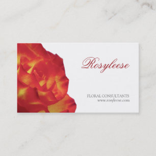 Tarjeta De Visita Rosa rojo y amarillo - florista/consultor floral