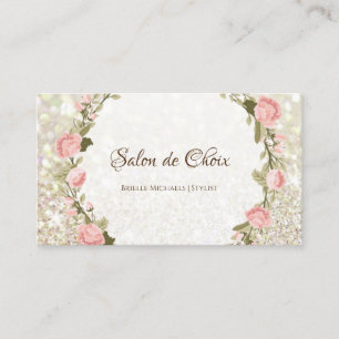 Tarjeta De Visita Rosa romántico Floral Elegante Purpurina Sparkle S