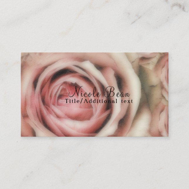 Tarjeta De Visita Rosa Rosa Elegante Rústico Caserío Moda Floral (Anverso)