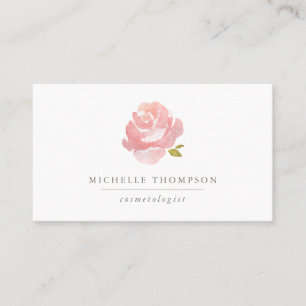 Tarjeta De Visita Rosa Rosa Pálido Acuarela Chic