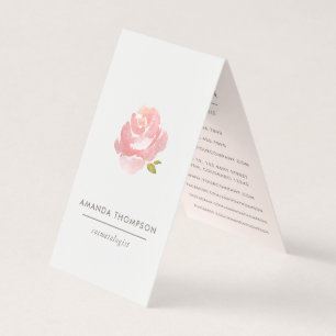 Tarjeta De Visita Rosa Rosa Pálido Acuarela Chic
