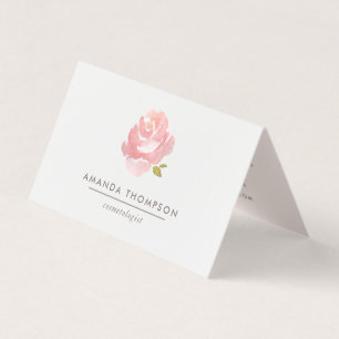 Tarjeta De Visita Rosa Rosa Pálido Acuarela Chic