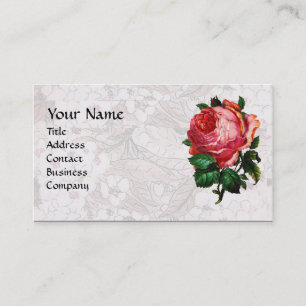 Tarjeta De Visita ROSA ROSA PINK PRECIOSA, MONOGRAMA Blanco
