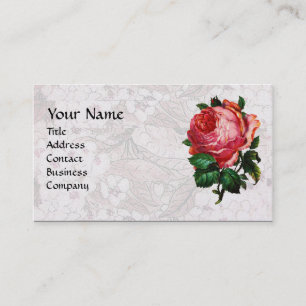 Tarjeta De Visita ROSA ROSA PINK PRECIOSA, MONOGRAMA Papel Perla Bl