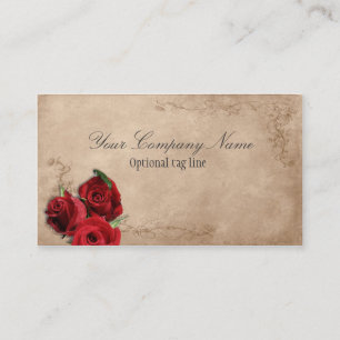 Tarjeta De Visita Rosa rosa rojo elegante en la antigua época beige