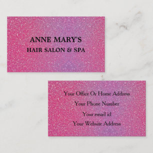 Tarjeta De Visita Rosa Rosa Rosa Dorada Purpurina Hair Salon Spa Gua