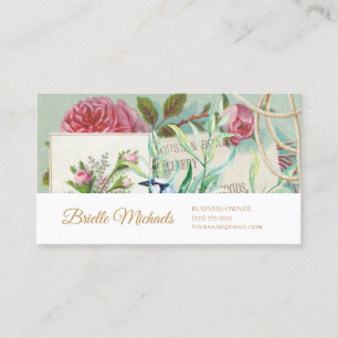 Tarjeta De Visita Rosa Rosa Rosa Rosa De Ephemera Vintage Con Guión 