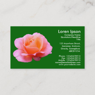 Tarjeta De Visita Rosa rosa - Verde de hierba profunda