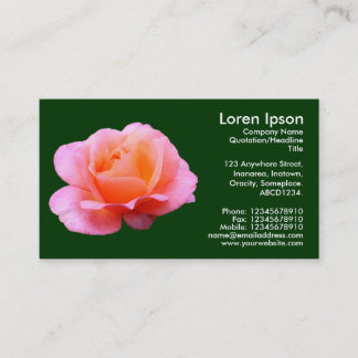 Tarjeta De Visita Rosa rosa - Verde oscuro