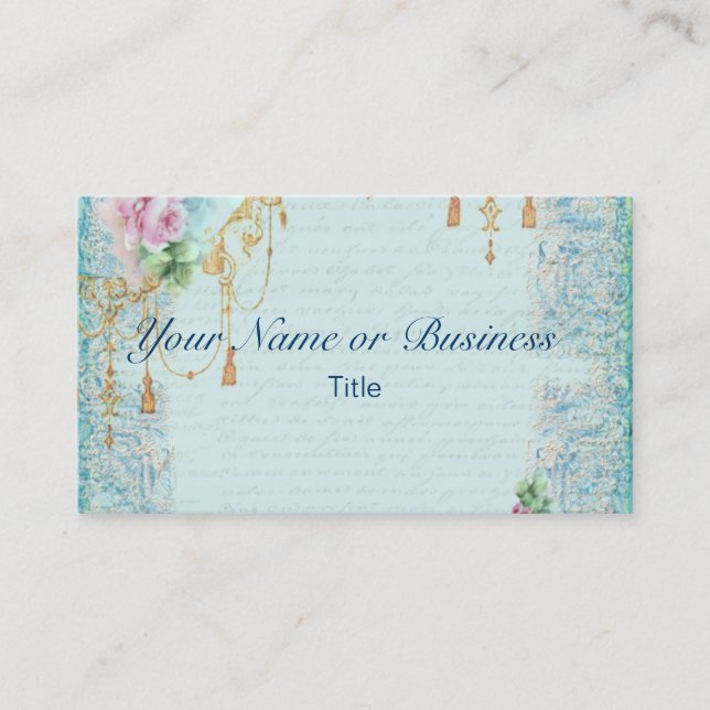 Tarjeta De Visita Rosa rosa y remolinos (Anverso)