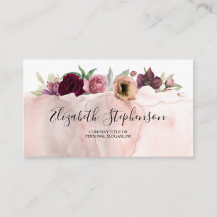 Tarjeta De Visita Rosa rosa y rosa oscuro y cosecha borgoñona roja f