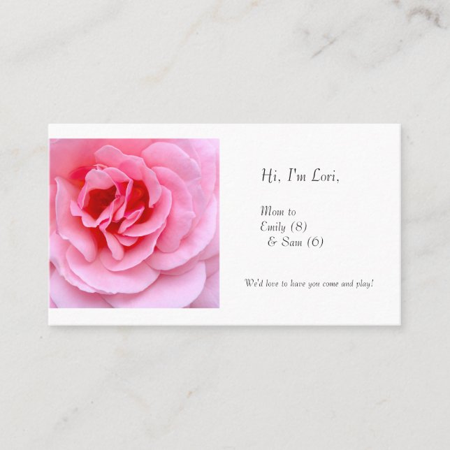 Tarjeta De Visita rosa rosado bonito (Anverso)