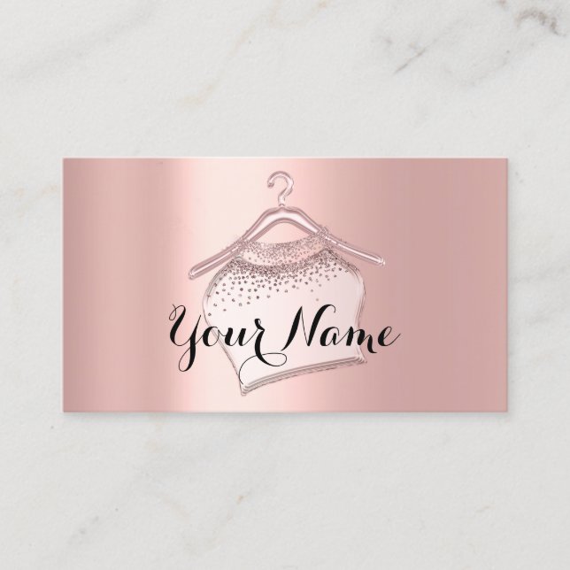 Tarjeta De Visita Rosa Rubor Cloth Closet Hanger Fashion Boutique (Anverso)