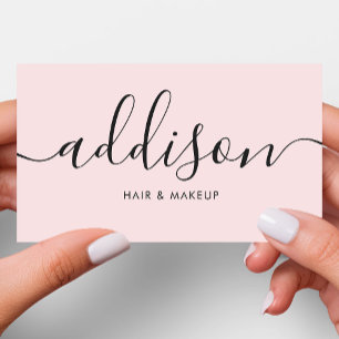 Tarjeta De Visita Rosa Rubor Femenino Moderno Minimalista Caligrafía