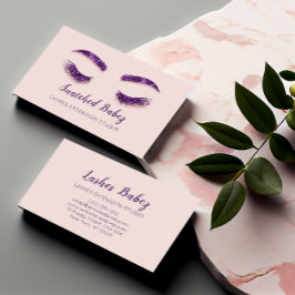 Tarjeta De Visita Rosa Rubor Microblading Makeup Eyelash Purple