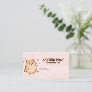 Tarjeta De Visita Rosa Rubor Pomerania Saludando Flor de Sakura
