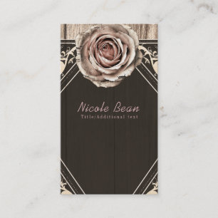 Tarjeta De Visita Rosa Rústica Elegante Madera Ligera Diamante Perso
