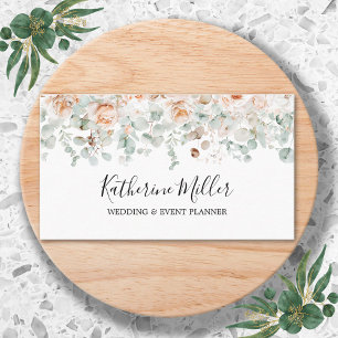 Tarjeta De Visita Rosa Rústica Flor de Eucalipto Verde Floral 