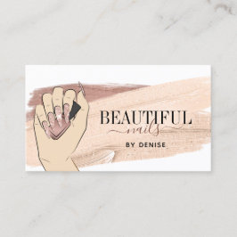 Tarjeta De Visita rosa salón de uñas de oro mujer técnica de uñas de