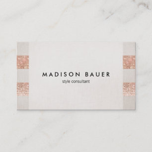 Tarjeta De Visita Rosa Secuencia de Oro Linen Beige Salón De Belleza