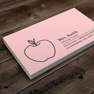Tarjeta De Visita Rosa simple del profesor de escuela de Apple