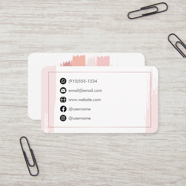 Tarjeta De Visita Rosa Simple Moderno (Anverso/Reverso In Situ)