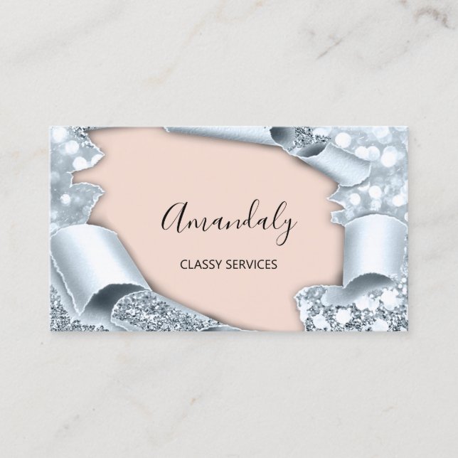 Tarjeta De Visita Rosa Smoky Blue 3D Makeup Planner (Anverso)
