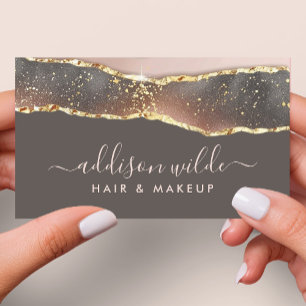 Tarjeta De Visita Rosa Sonrojado Gris Y Dorado Elegante Moderno