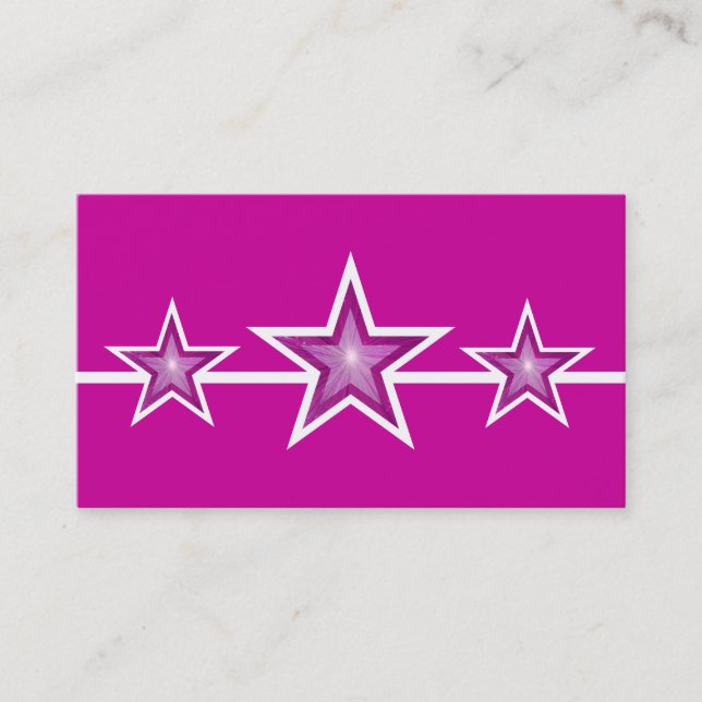 Tarjeta de visita rosa Star 3 estrellas (Anverso)