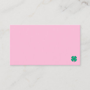 Tarjeta de visita rosa suave Lucky 4 Leaf Irish Cl