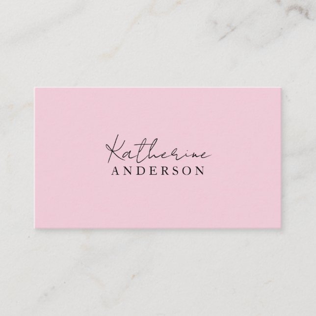 Tarjeta De Visita Rosa Suave Minimalista  (Anverso)