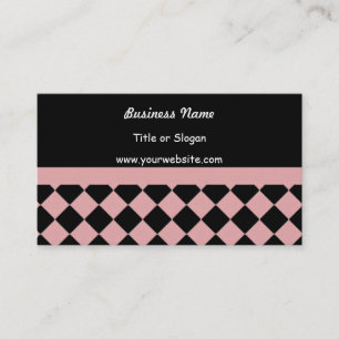 Tarjeta De Visita Rosa Suave y Patrón de Diamante Negro