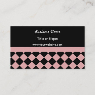 Tarjeta De Visita Rosa Suave y Patrón de Diamante Negro