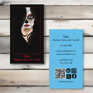 Tarjeta De Visita Rosa Sugar Skull Retrato