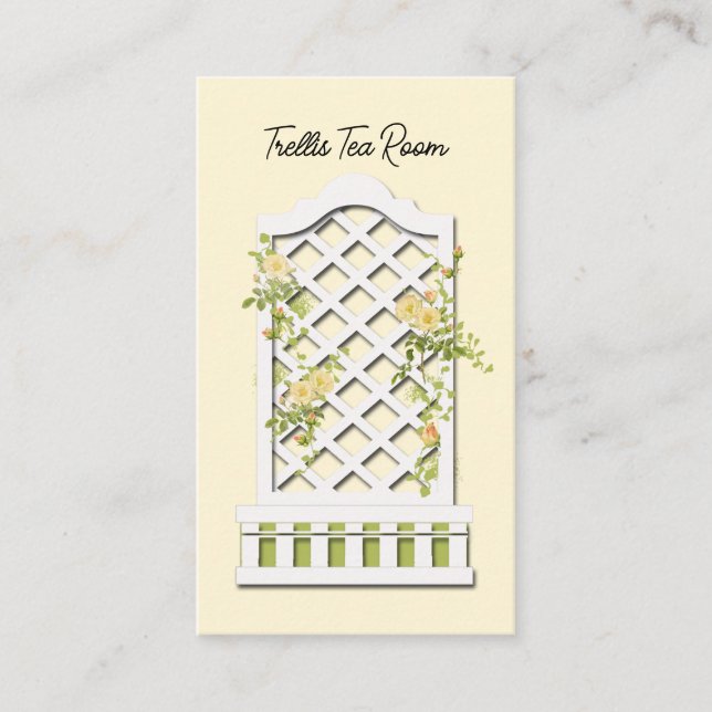 Tarjeta De Visita Rosa Trellis Tea Room Business Card (Anverso)