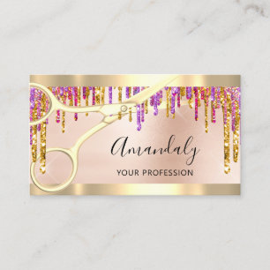 Tarjeta De Visita Rosa VIP de peluquero profesional