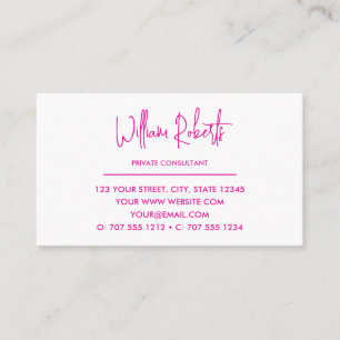 Tarjeta De Visita Rosa y Blanco Monograma de Nombre de Familia Sim