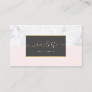 Tarjeta De Visita Rosa y gris elegantes de Rubor del oro de la