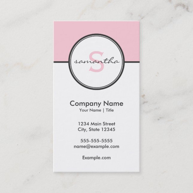 Tarjeta De Visita Rosa y gris modernos (Anverso)