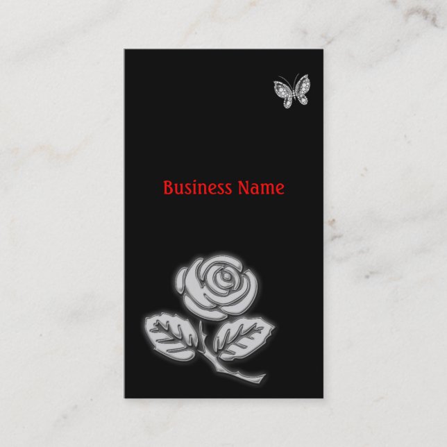 Tarjeta De Visita Rosa y mariposa (Anverso)