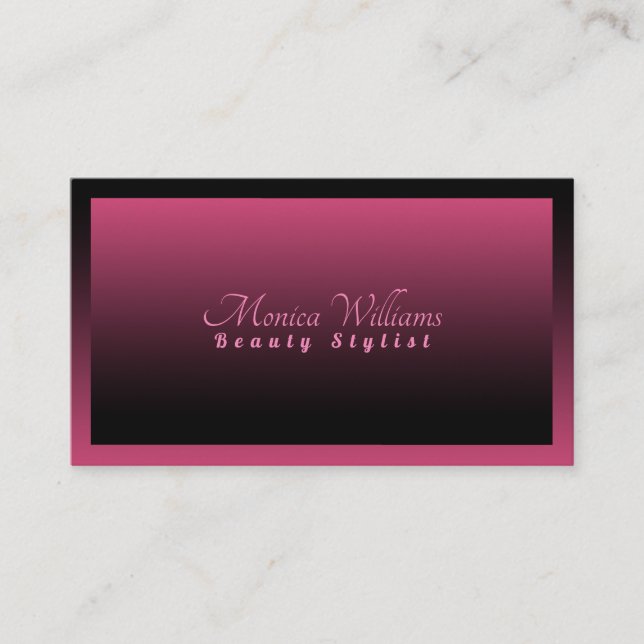 Tarjeta De Visita Rosa y negro elegantes del estilo de la pendiente (Anverso)