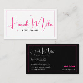 Tarjeta De Visita Rosa y negro | Minimalista elegante moderno