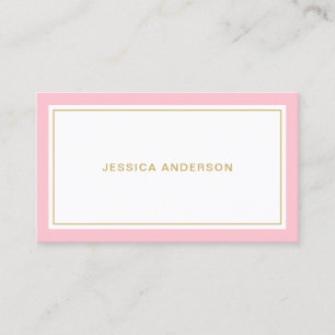 Tarjeta De Visita Rosa Y Oro Elegante Feminina