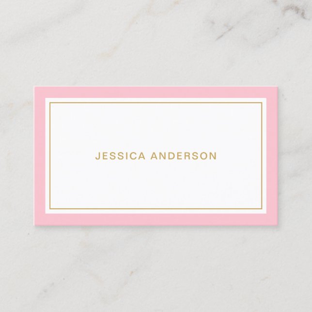 Tarjeta De Visita Rosa Y Oro Elegante Feminina (Anverso)