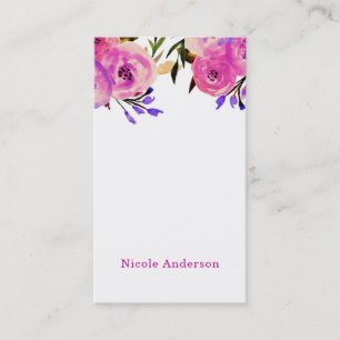 Tarjeta De Visita Rosa y púrpura Floral moderno atrevido chic brilla