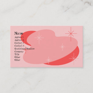 Tarjeta De Visita Rosa y rojo retro atómico