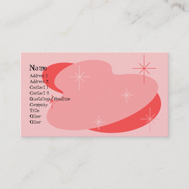 Tarjeta De Visita Rosa y rojo retro atómico (Anverso)